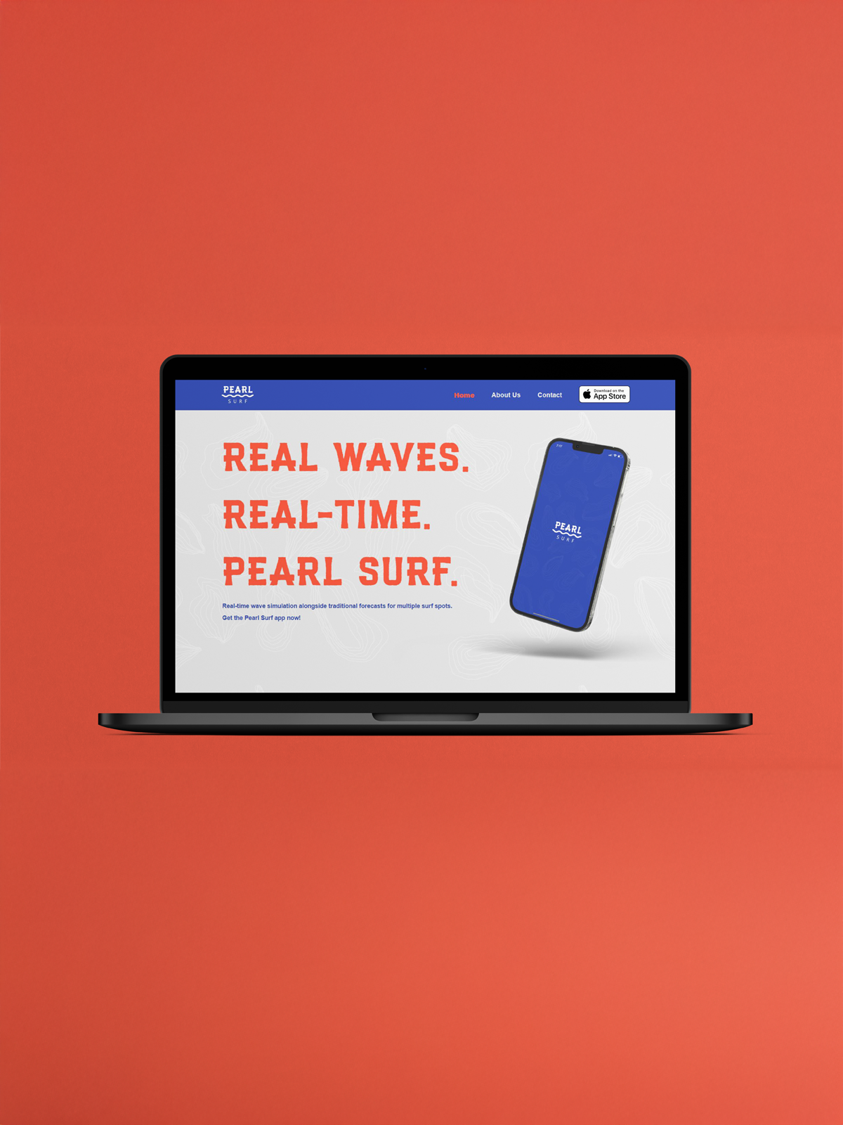Pearl Surf Website on Laptop