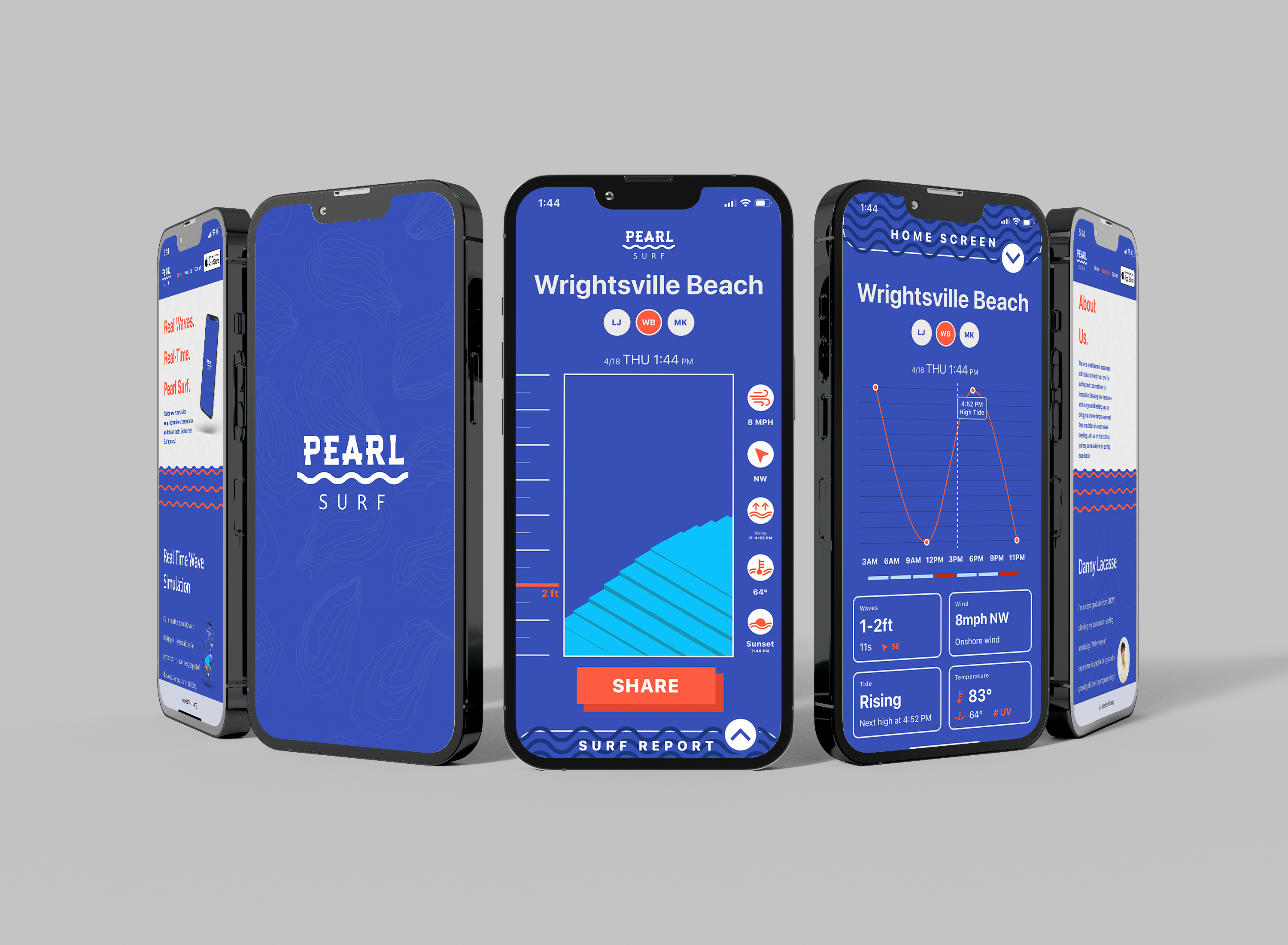 Pearl Surf App Screens