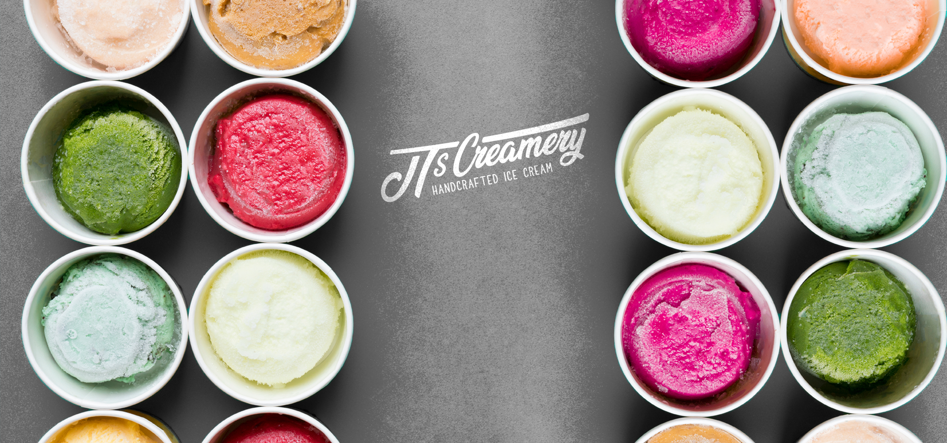 Cakabakery logo in the middle of buckets of icecream