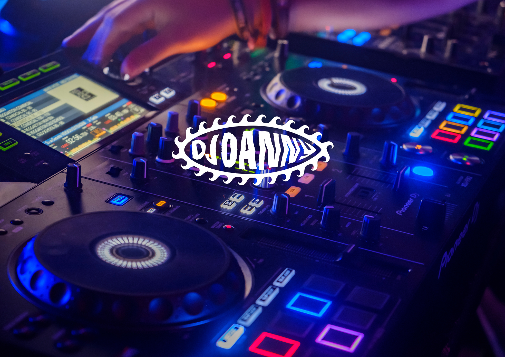 DJ Danny Logo with DJ board background picture
