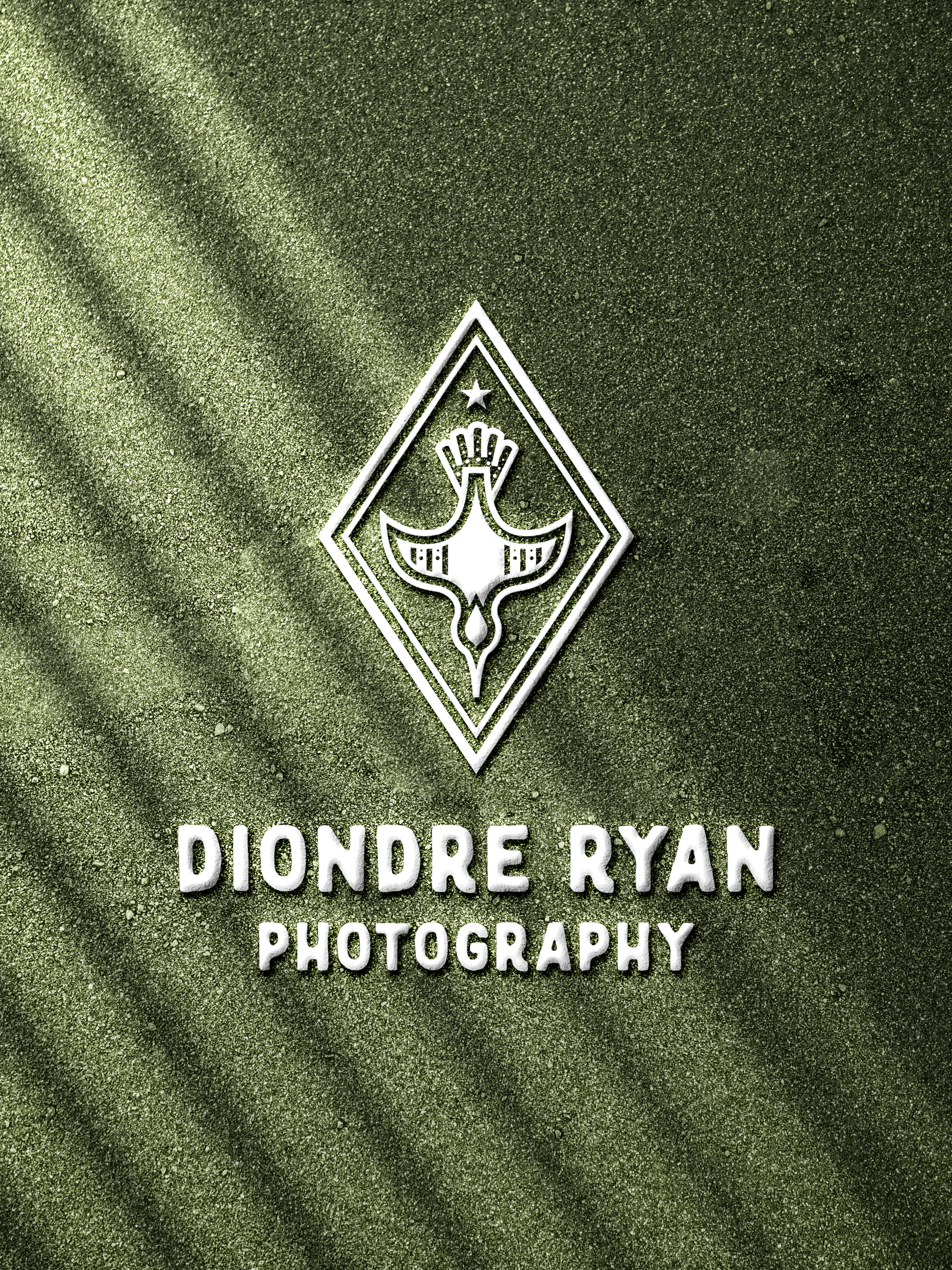 Diondre Ryan Vertical Logo on Green Background